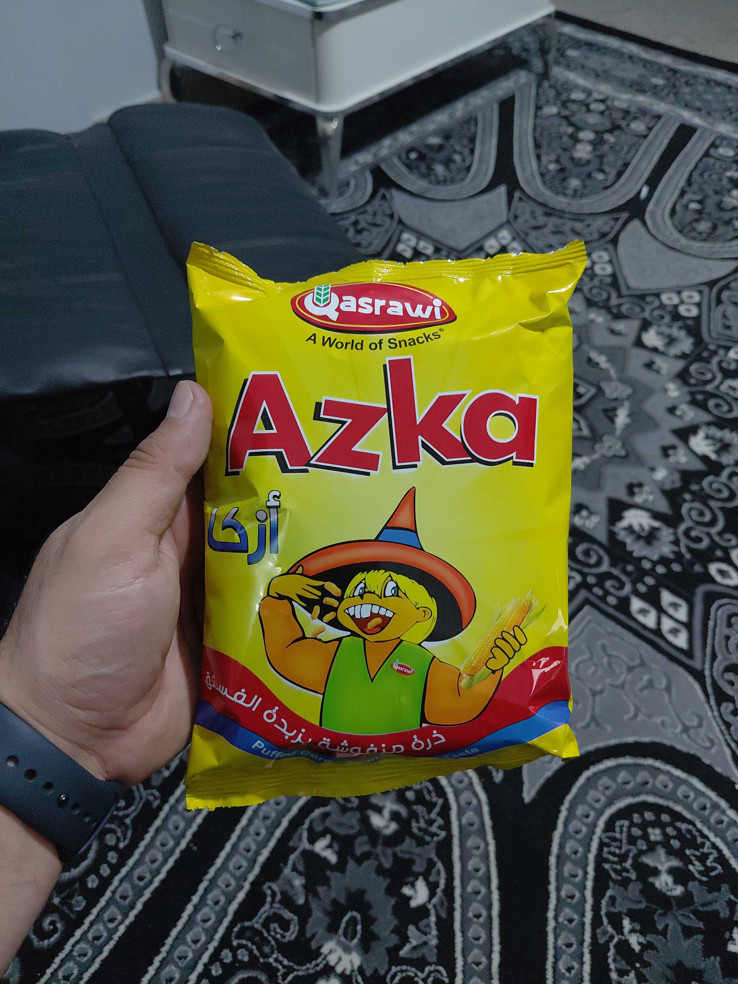 Qasrawi Azka Puffed Corn Snacks, Peanut Butter Flavor (35g)